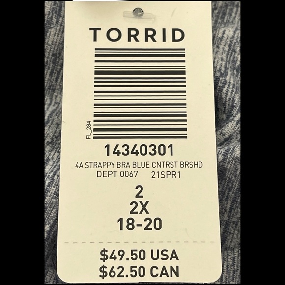 Torrid Vintage Indigo Space-Dye Lattice Back Wicking Sports Bra NWT Size 2X - Picture 9 of 14